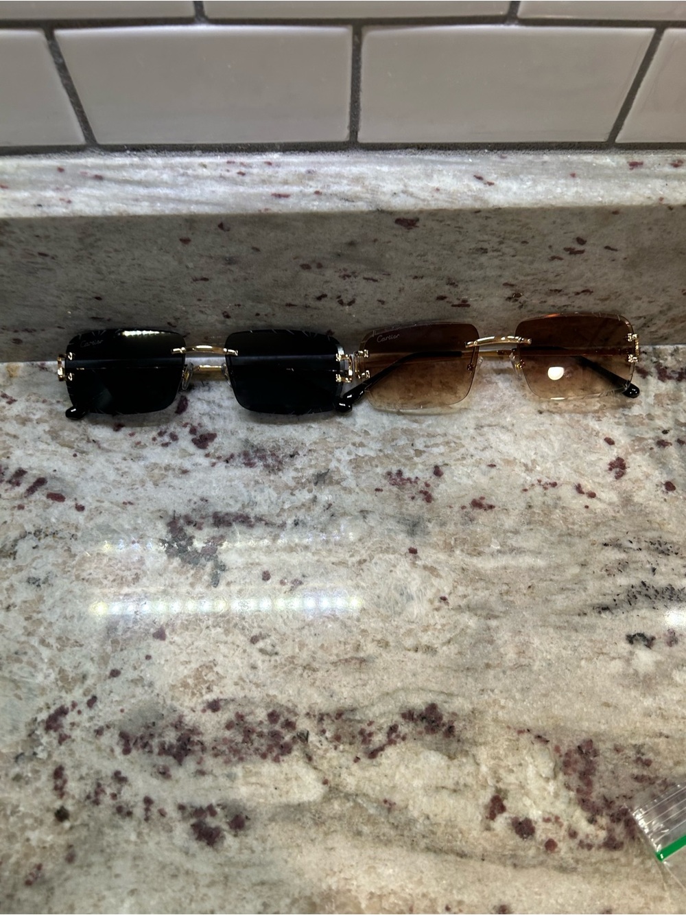 & Other Stories Two-Tone Rimless Sunglasses in Black and Brown